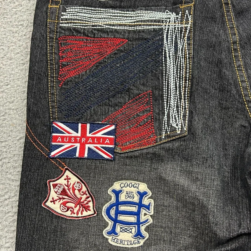 Coogie Heritage Jeans Mens 38x34 Baggy Patches Hip Hop Retro Y2K Street